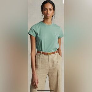 RALPH LAUREN women’s crewneck, cap sleeve, mint green cotton T-shirt, size large